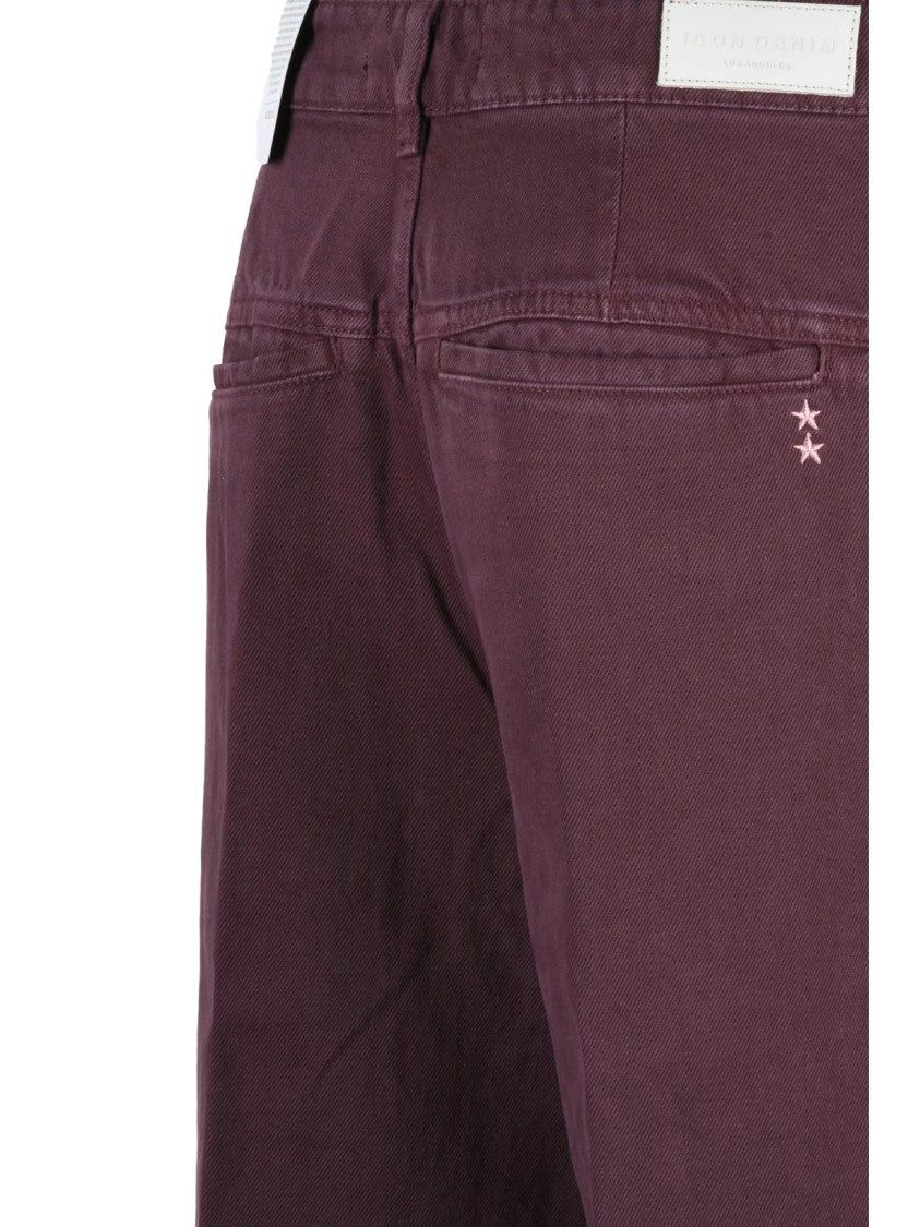 Icon Denim Classic Wide-Leg Denim Jeans With Subtle Star Embroidery