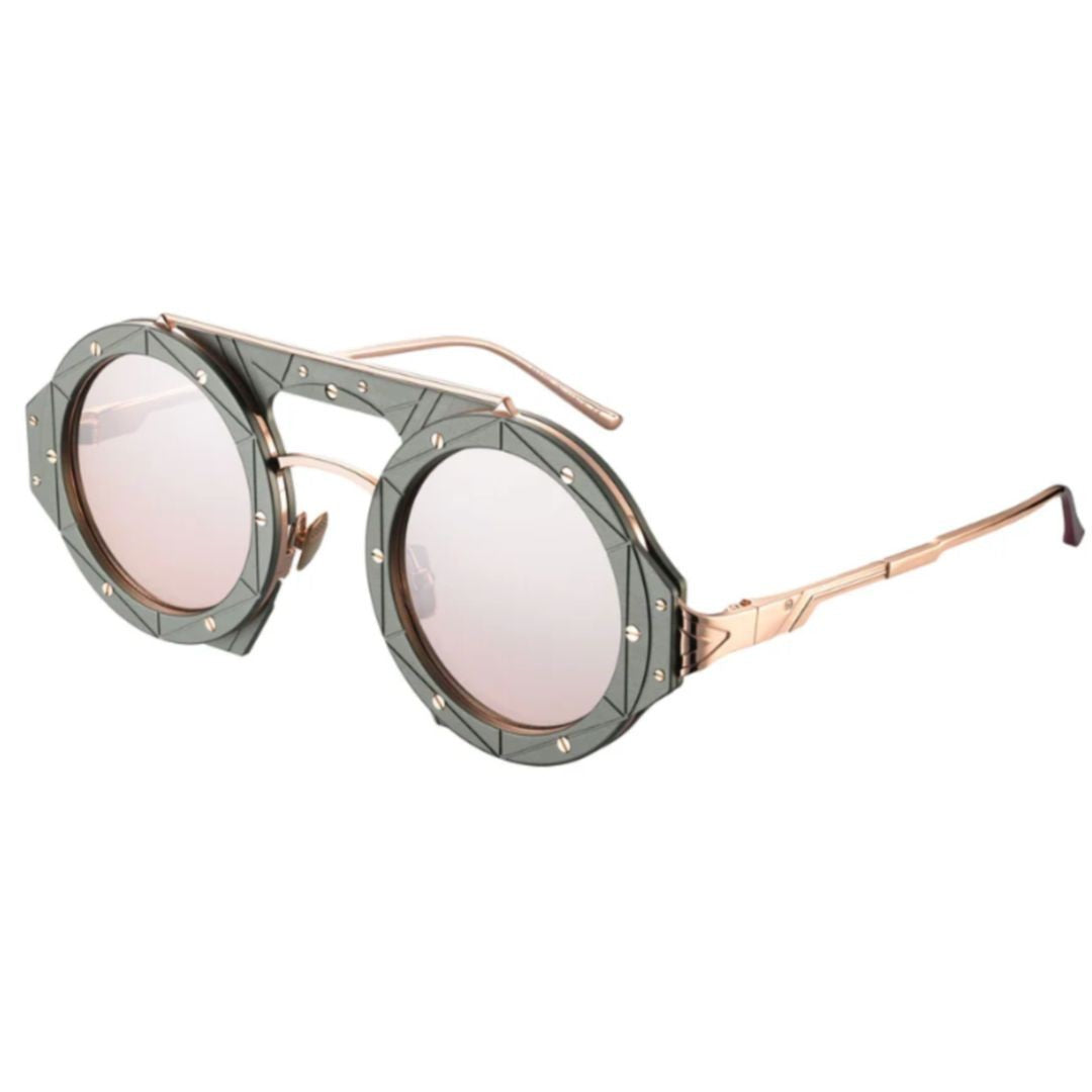 Vysen Astra As-3 Faceted Geometric Sunglasses With Double-Bar Bridge