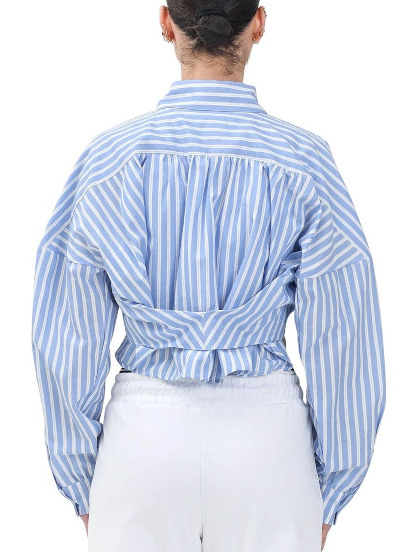 Gaëlle Light Blue White Cotton Polyester Shirt