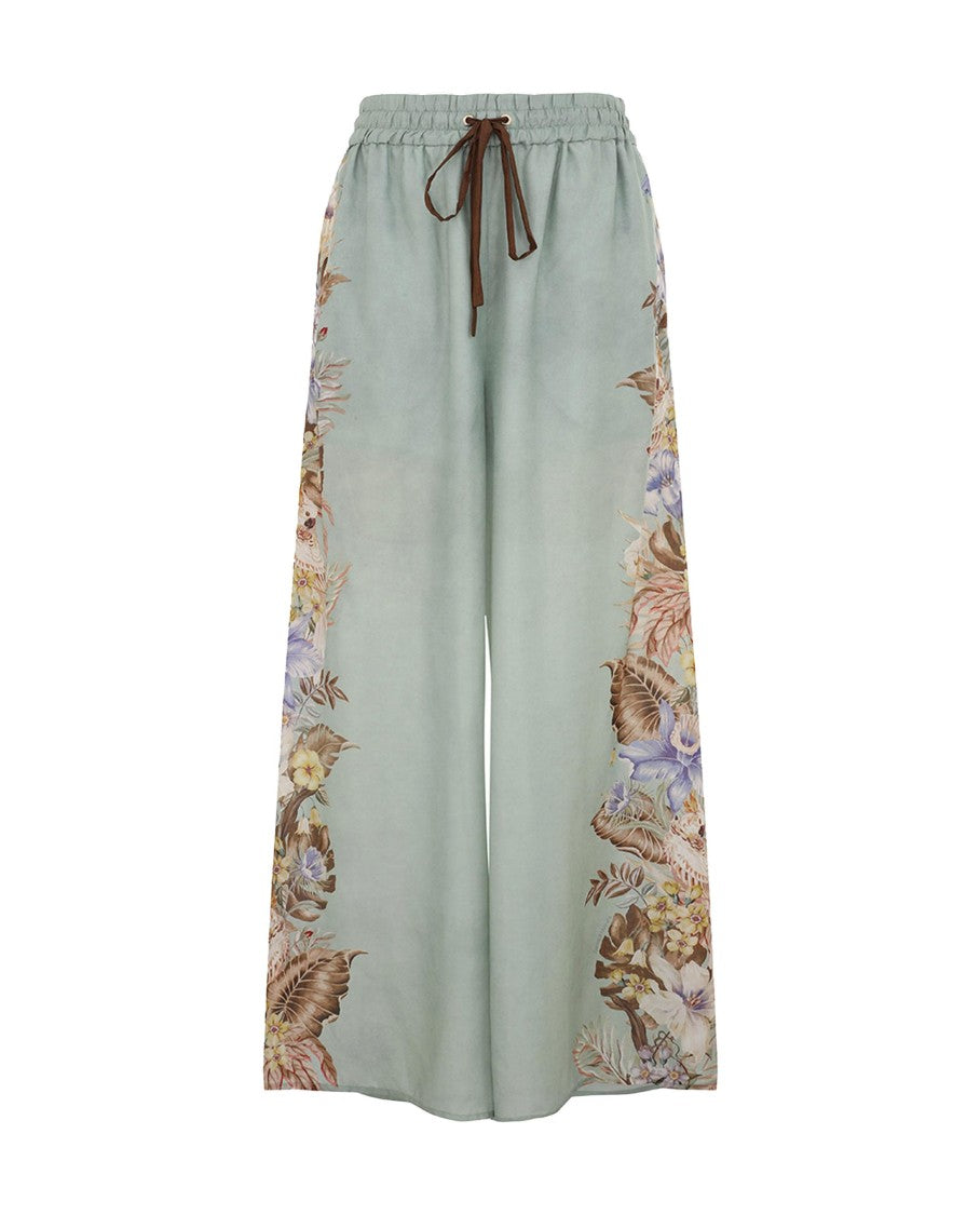 Zimmermann Relaxed Floral Print Wide Pants With Drawstring Waist
