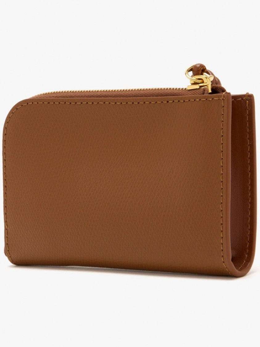 Fendi Rectangular Brown Card Case Pouch With Keyring Attachment