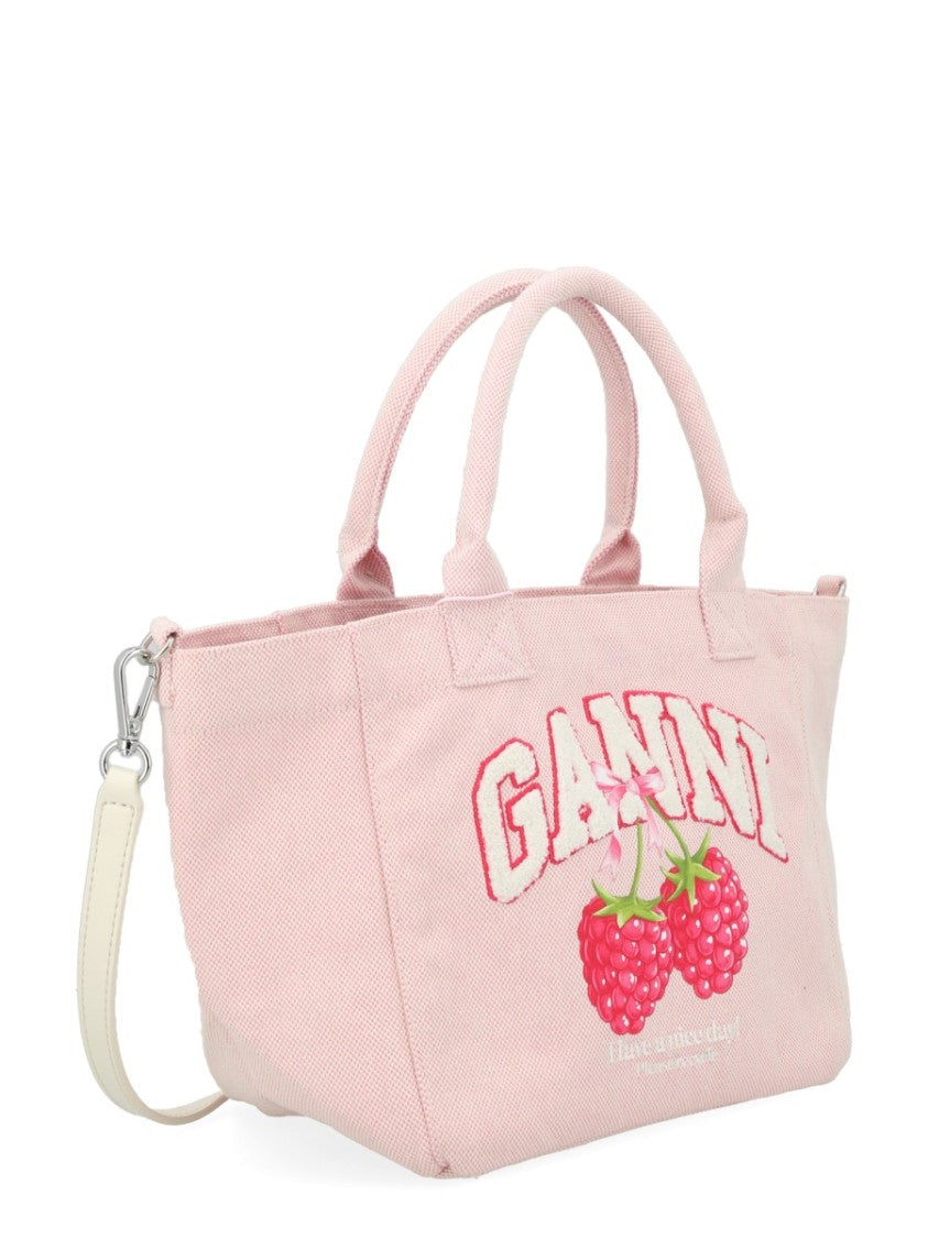Ganni Pink Playful Raspberry Graphic Tote Bag