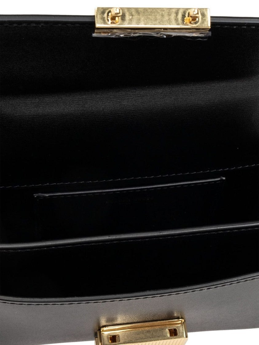 Golden Goose Structured Black Handbag With Gold Clasp