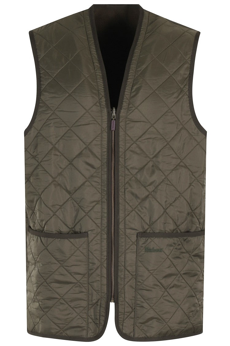 Barbour Quilted Olive Waistcoat With Center Zipper