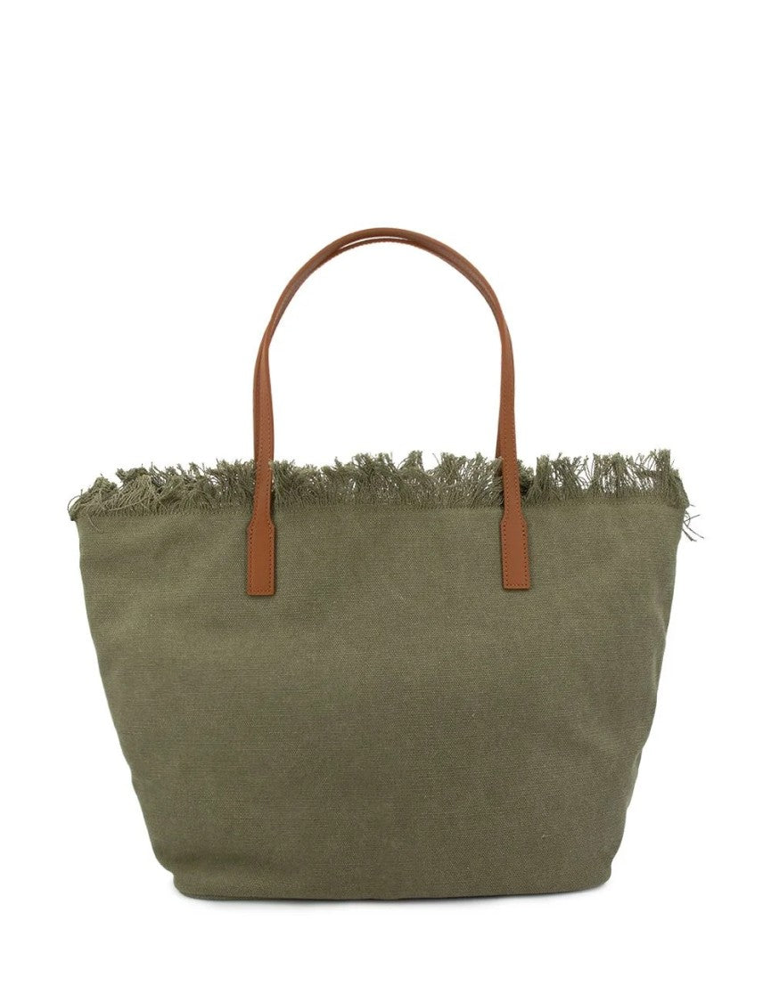 Mc2 Saint Barth Military Green Sangallo Fringe City Crossbody Bag