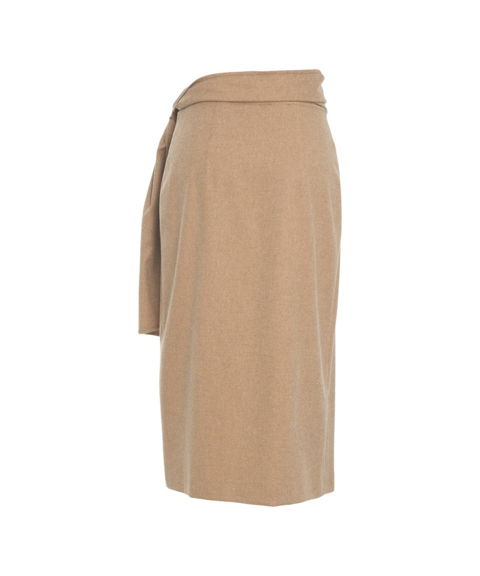 Ottod'ame Wrap Midi Skirt With Adjustable Tie Waist And Fluid Design