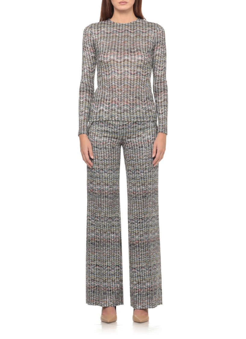 Missoni Multicolor Sequined Lurex Straight-Leg Viscose Pants