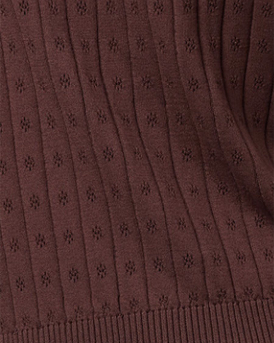 Alpha Studio Openwork Round Neck Knit Top In Soft Cotton