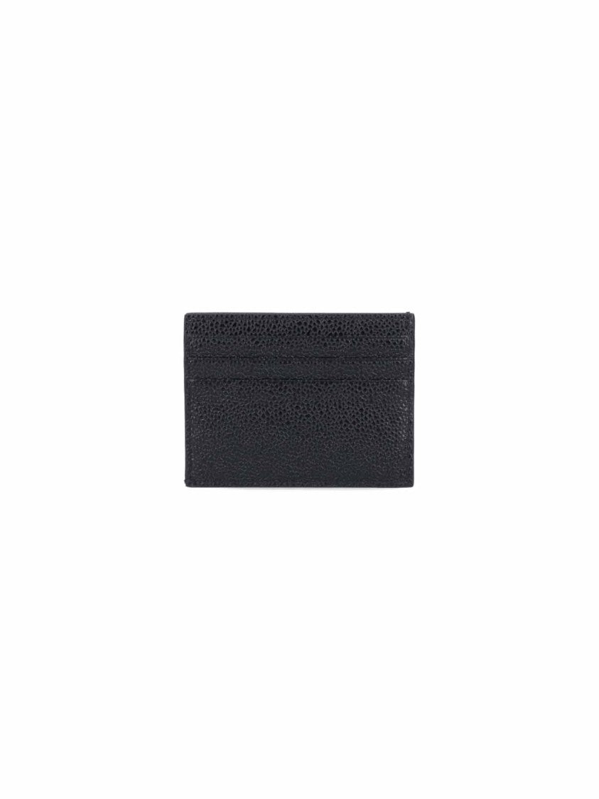 Thom Browne Calf Leather Cardholder With Grosgrain Accent And Embossed Logo