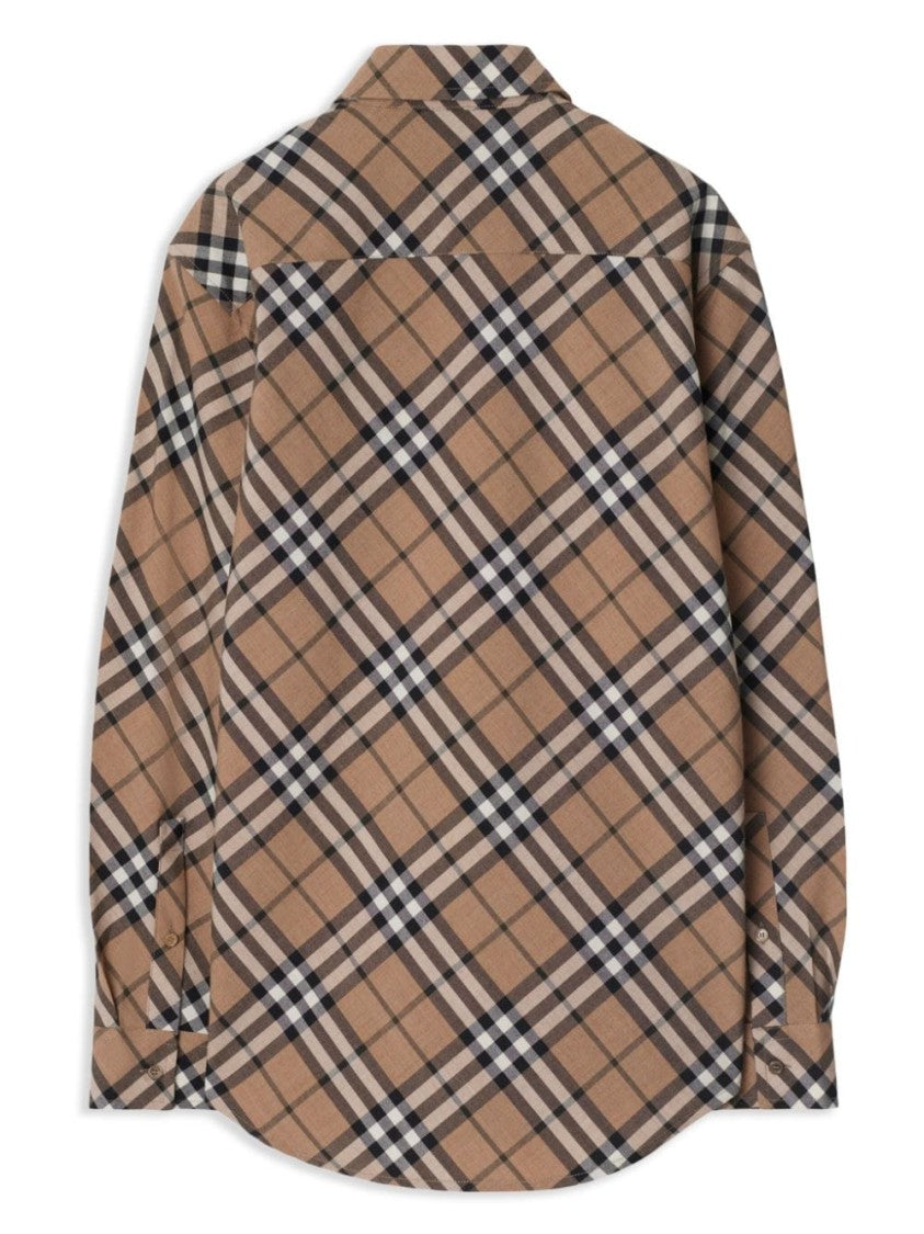 Burberry Classic Plaid Shirt In Beige Tones