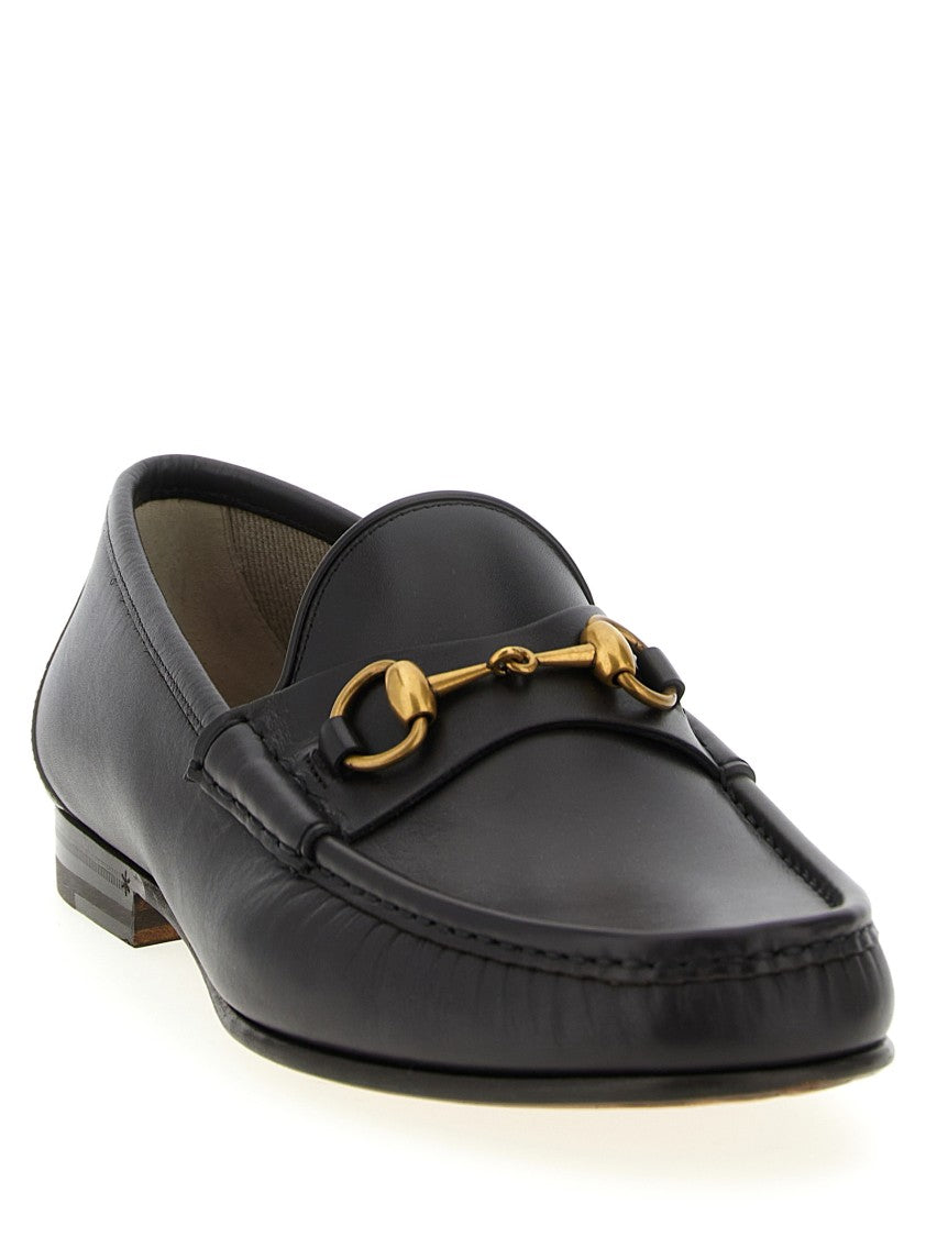 Gucci Leather Loafers With Antiqued Metal Horsebit Detail