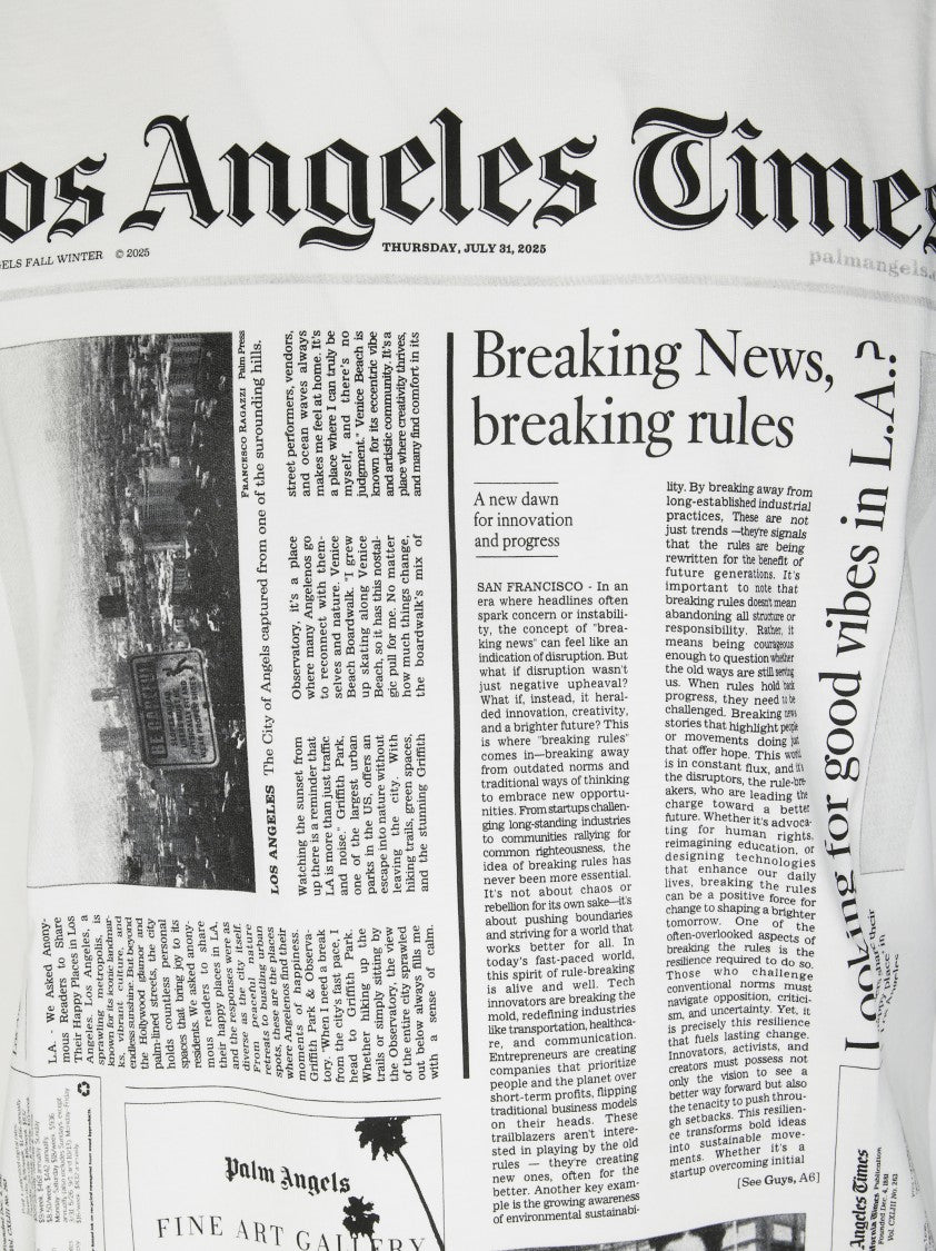 Palm Angels Classic Crew Neck White T-Shirt In Cotton