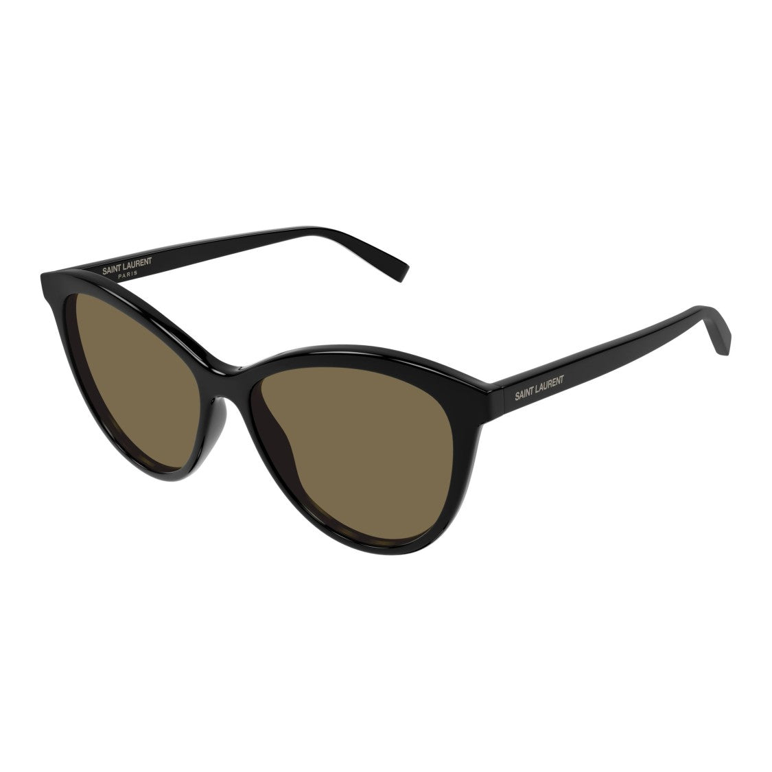 Saint Laurent Glossy Black Cat-Eye Sunglasses With Subtle Logo Detail