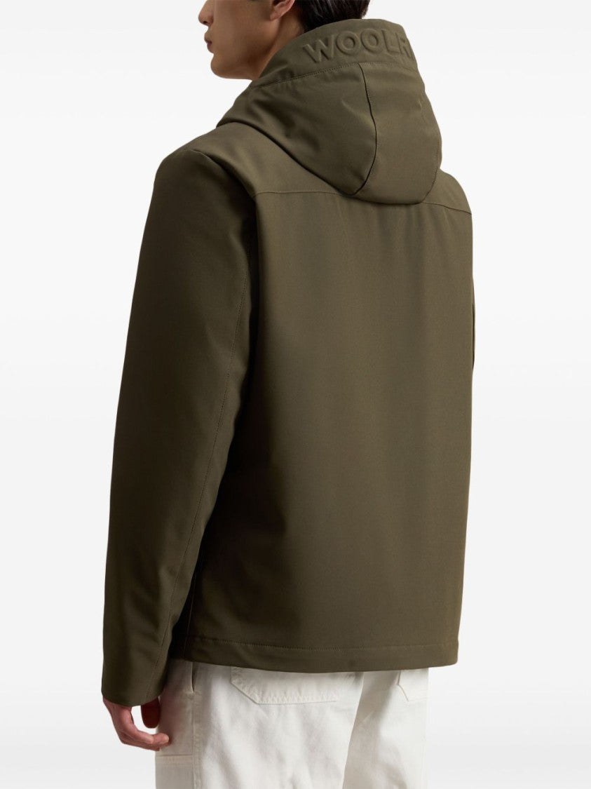 Woolrich Padded Olive Green Logo Jacket