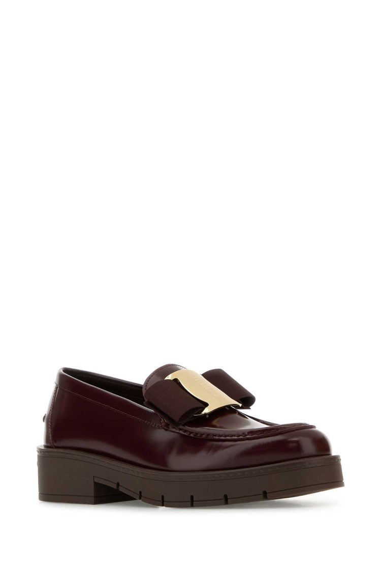 Salvatore Ferragamo Burgundy Leather Mirty Loafers