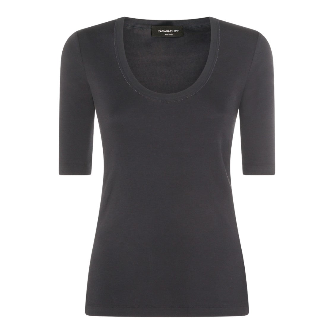 Fabiana Filippi Fitted Scoop Neck Top With Elbow-Length Sleeves
