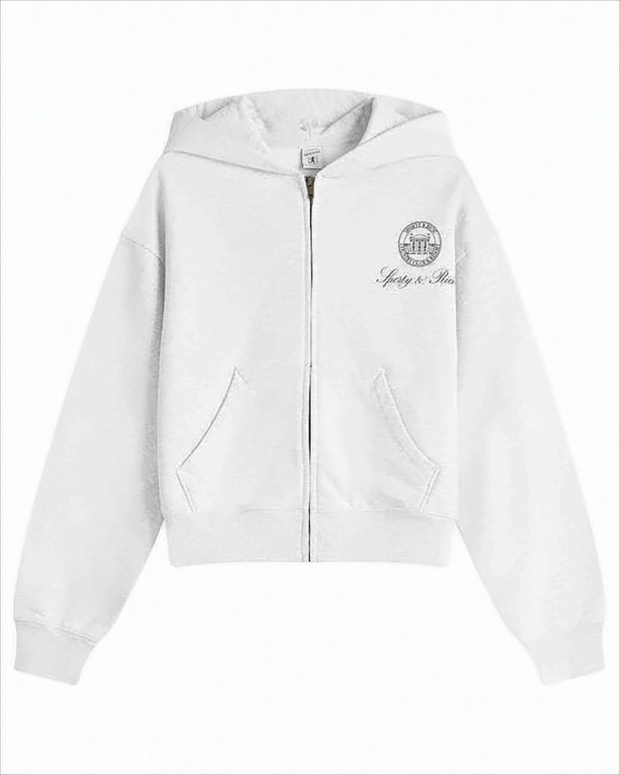 Sporty And Rich Relaxed-Fit Zip-Up Hoodie With Kangaroo Pocket
