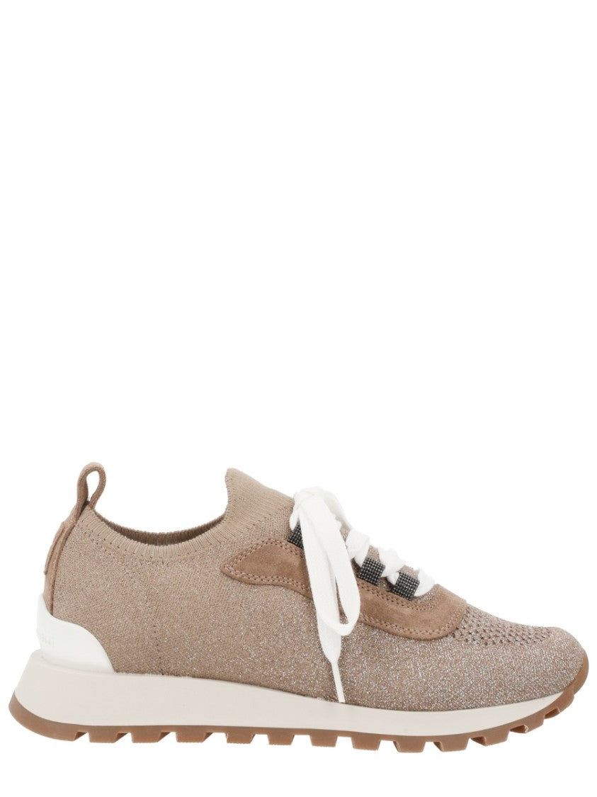 Brunello Cucinelli Runner Knitted Cotton Suede Sneakers