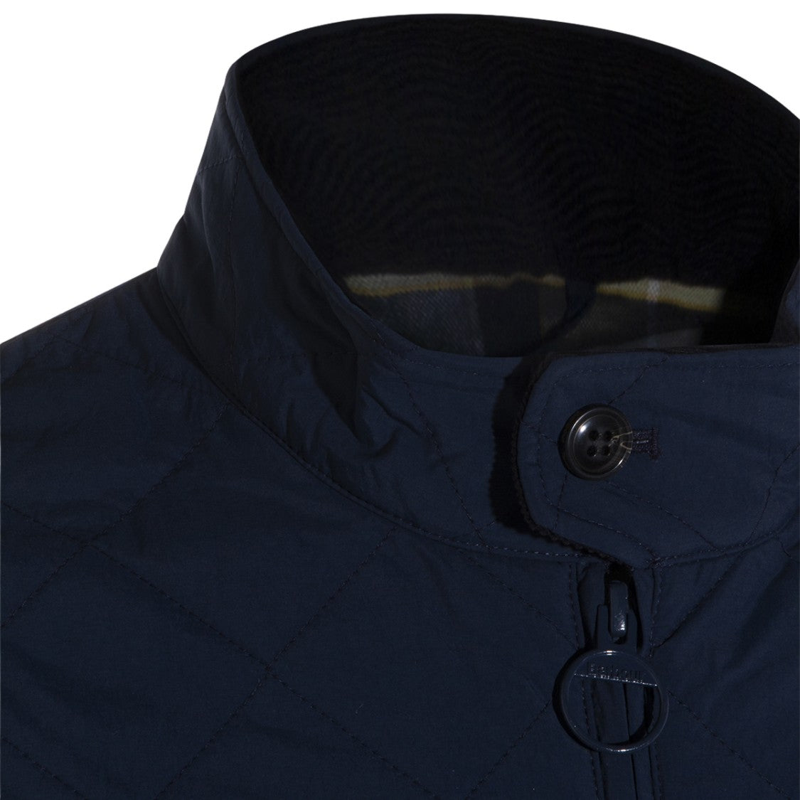 Barbour Quilted Blue Jacket With High Collar