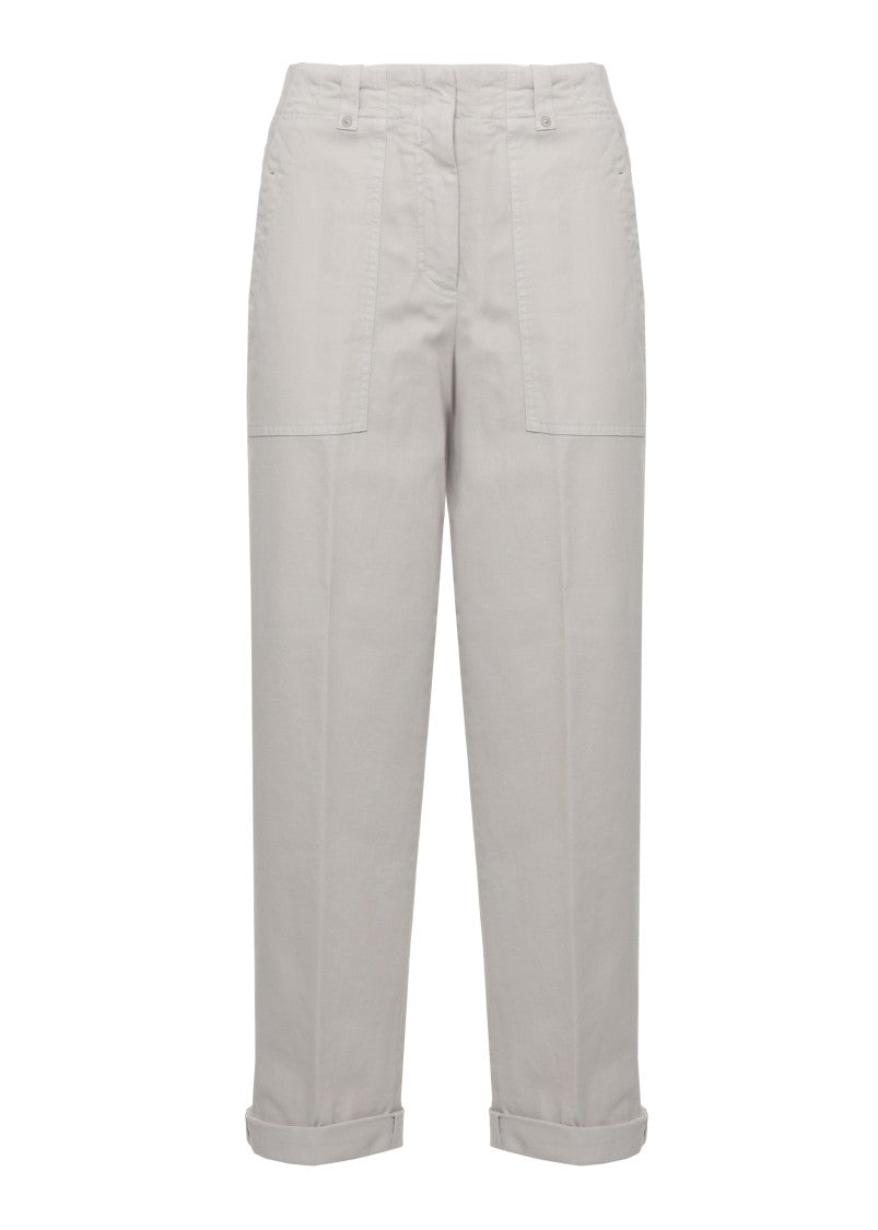 Peserico Grey Straight-Leg Cotton Pants