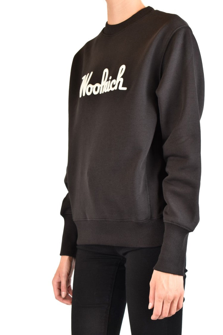 Woolrich Crew Neck Black Sweatshirt With Bold Logo