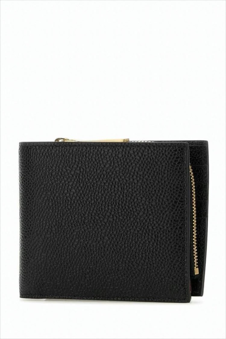 Thom Browne Textured Leather Compact Wallet With Zippered Compartment