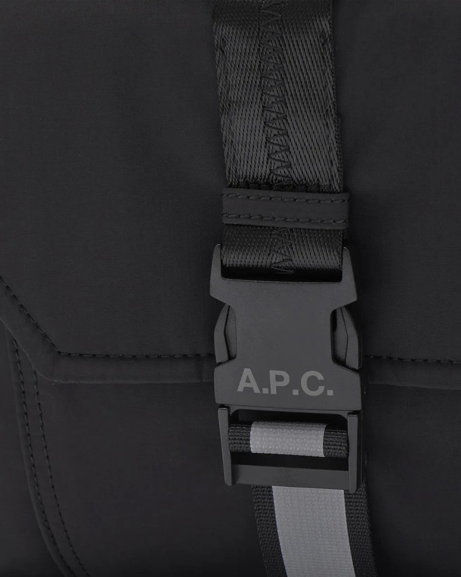 A.P.C. Refined Black Technical Nylon Backpack With Reinforced Structure
