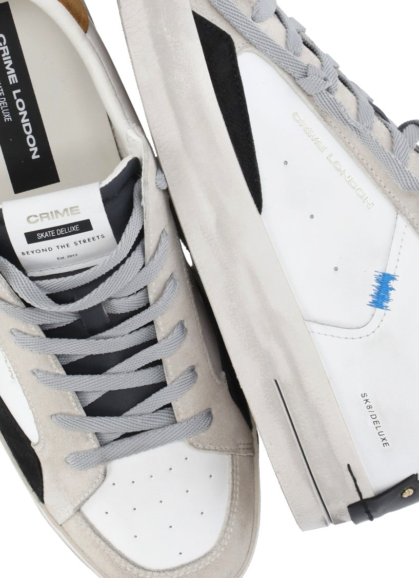 Crime London White Sk8 Deluxe Lettering Sneakers