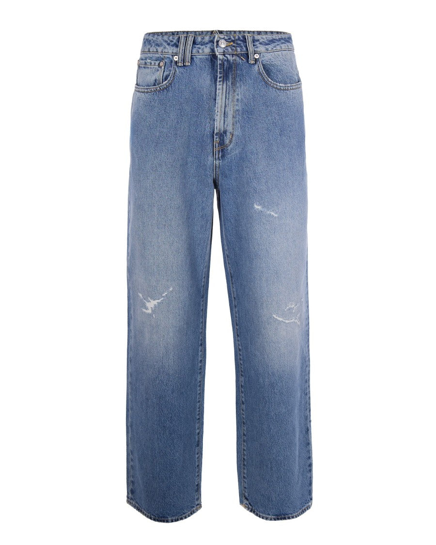 Cycle Wide-Leg Denim Jeans With Antique Bleach Wash