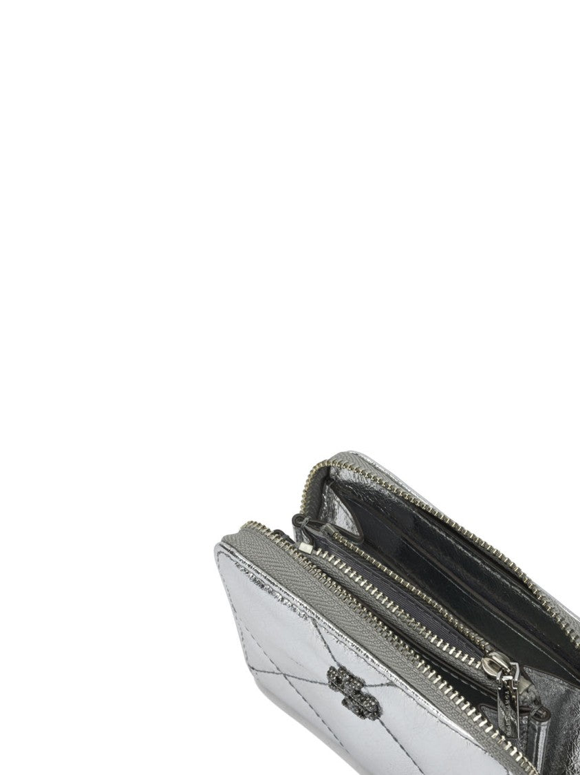 Tory Burch Quilted Silver Cow Leather Wallet
