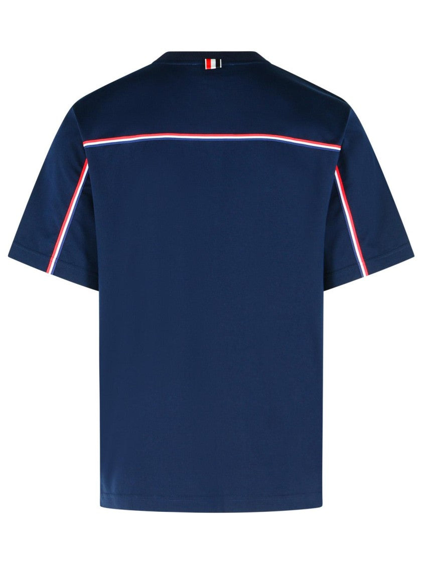 Thom Browne Oversized Cotton T-Shirt With Tricolor Stripe Detail