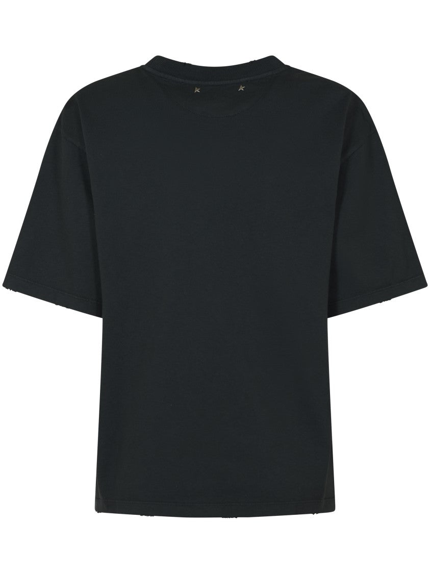 Golden Goose Boxy Cropped T-Shirt In Organic Cotton