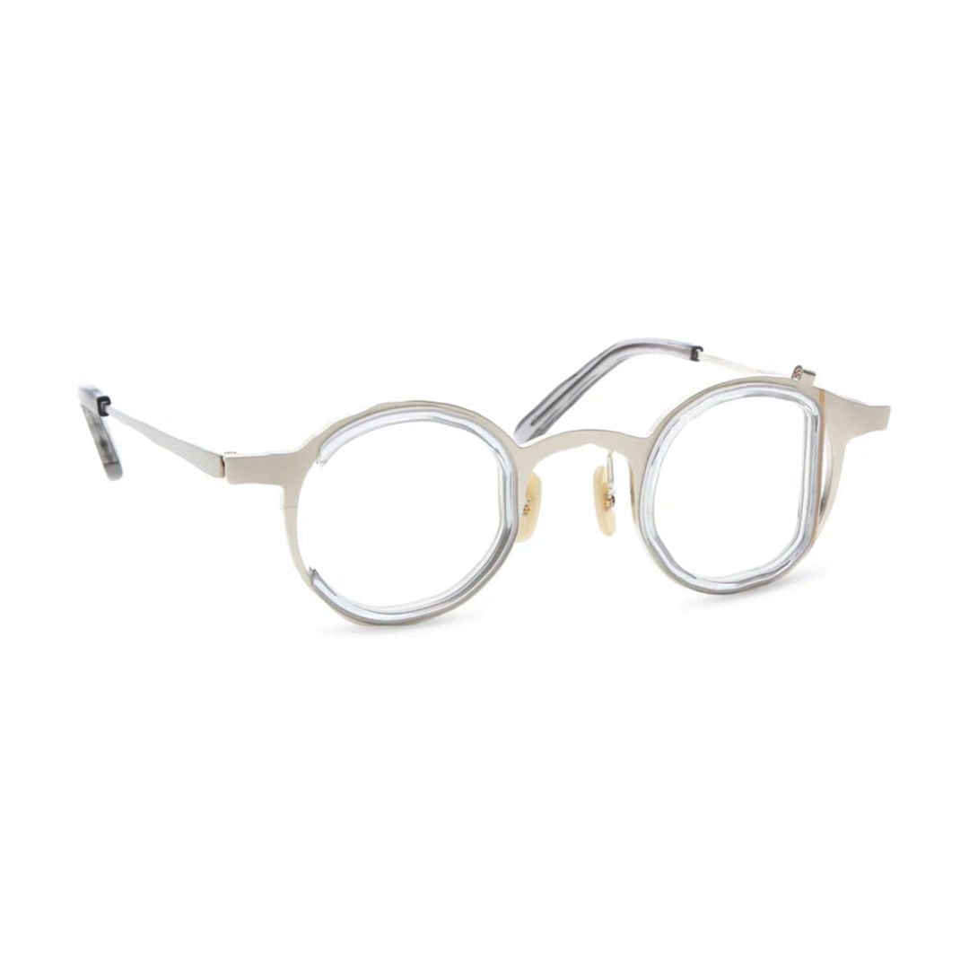 Masahiro Maruyama Geometric Round Titanium Eyeglasses With Metallic Finish