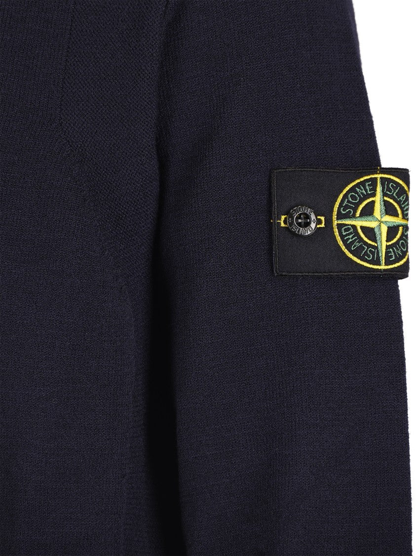 Stone Island Full Zip Knit Sweater With High Collar