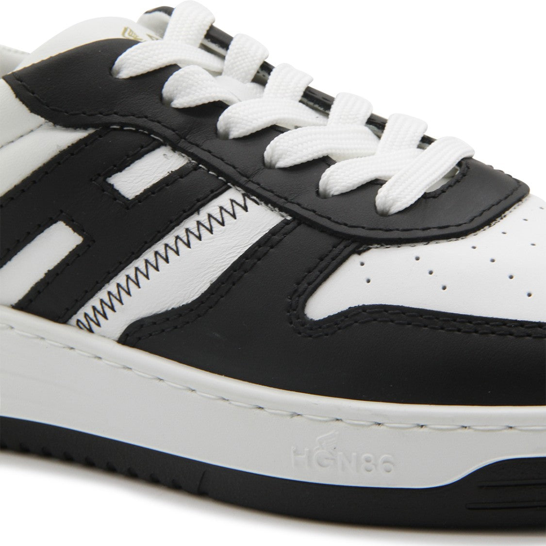 Hogan White And Black Leather Sneakers