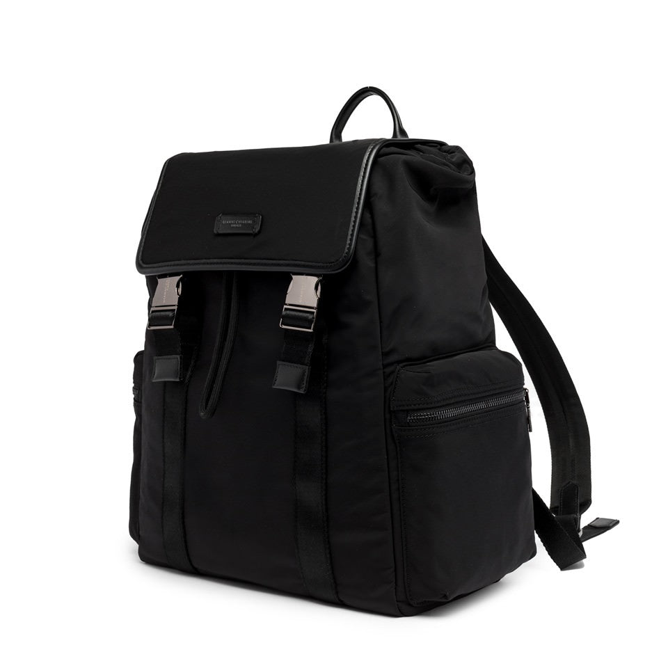 Gianni Chiarini Black Leather Backpack With Flap Closure