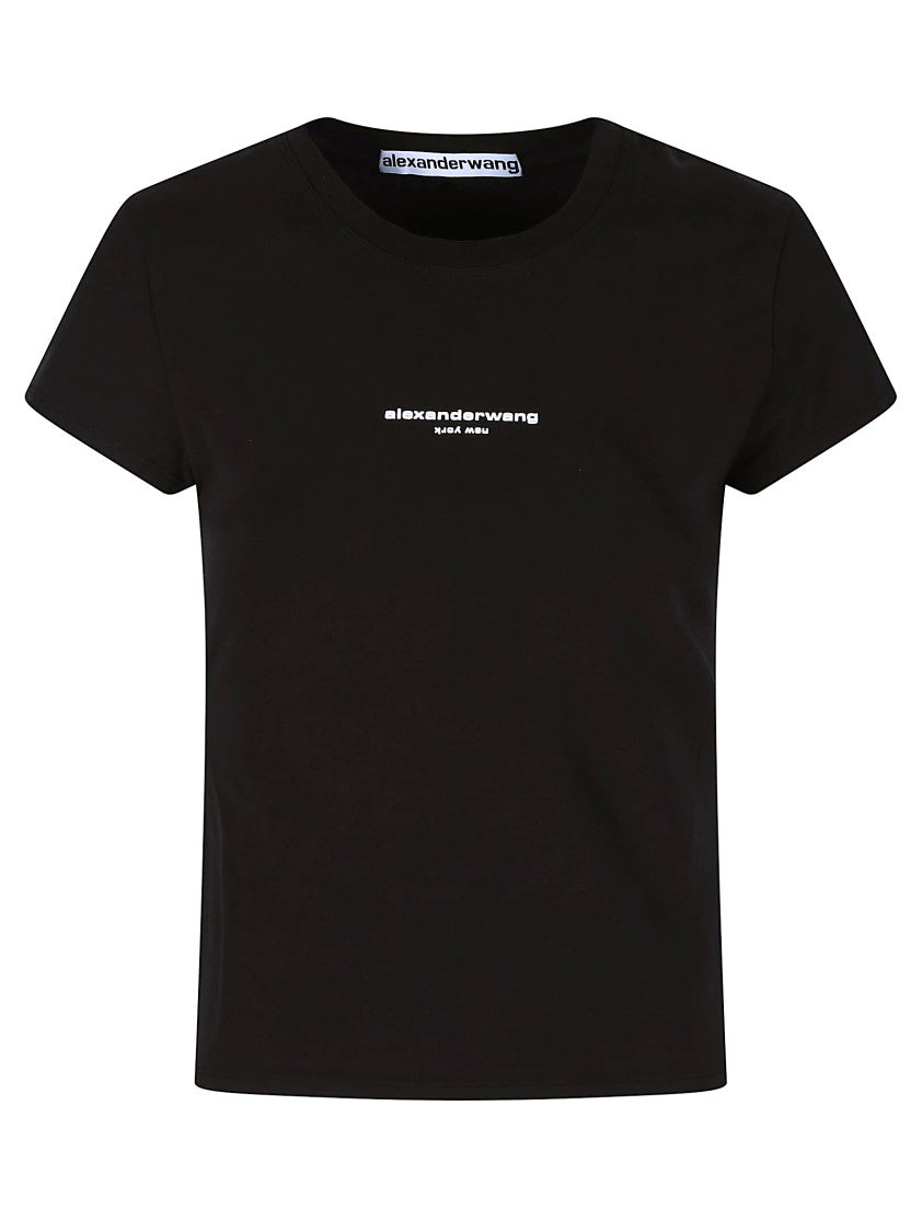 Alexander Wang Logo Print Fitted Black T-Shirt