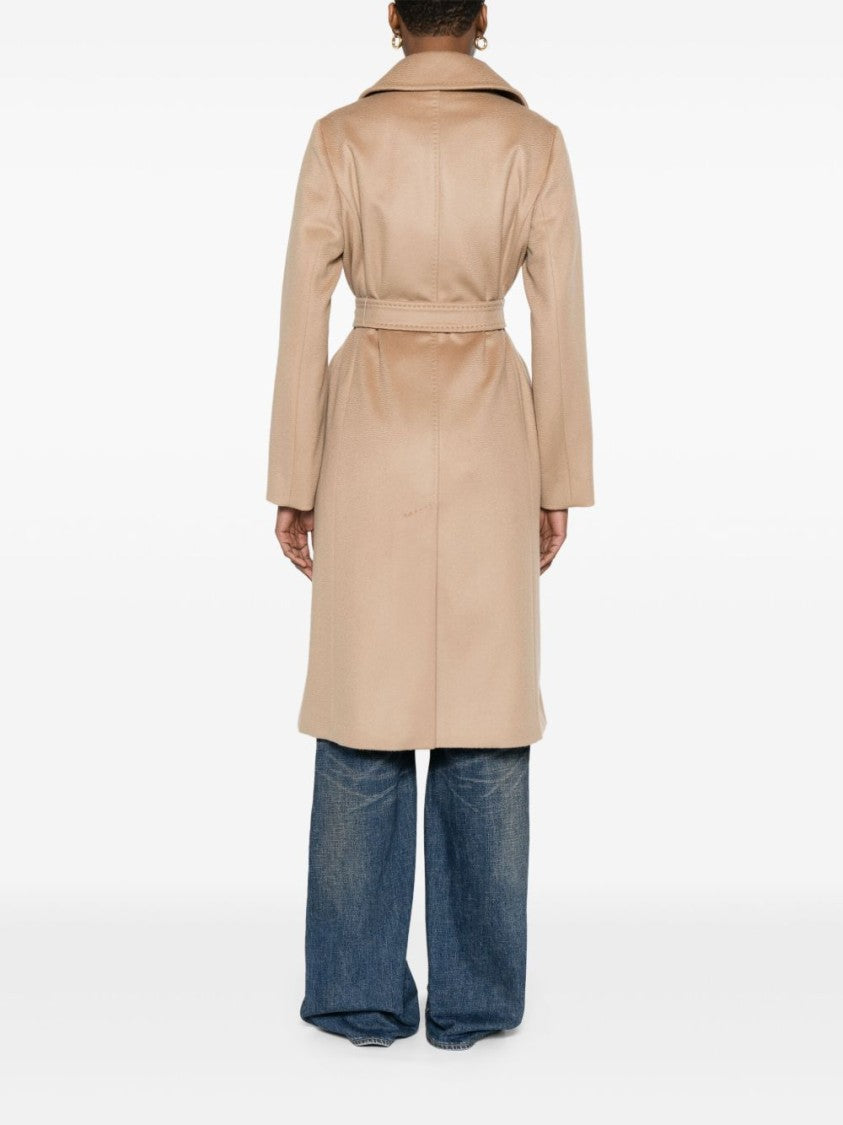 Max Mara Double-Breasted Beige Coat With Tied Waist