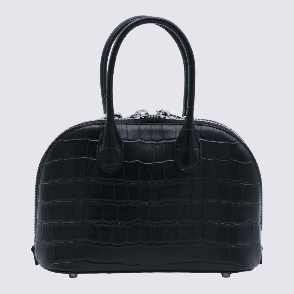 Self-Portrait Black Croc-Embossed Leather Mini Bag