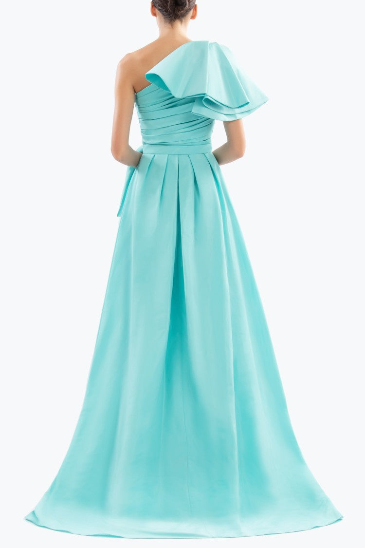 Saiid Kobeisy Aqua Sky Taffeta Evening Dress
