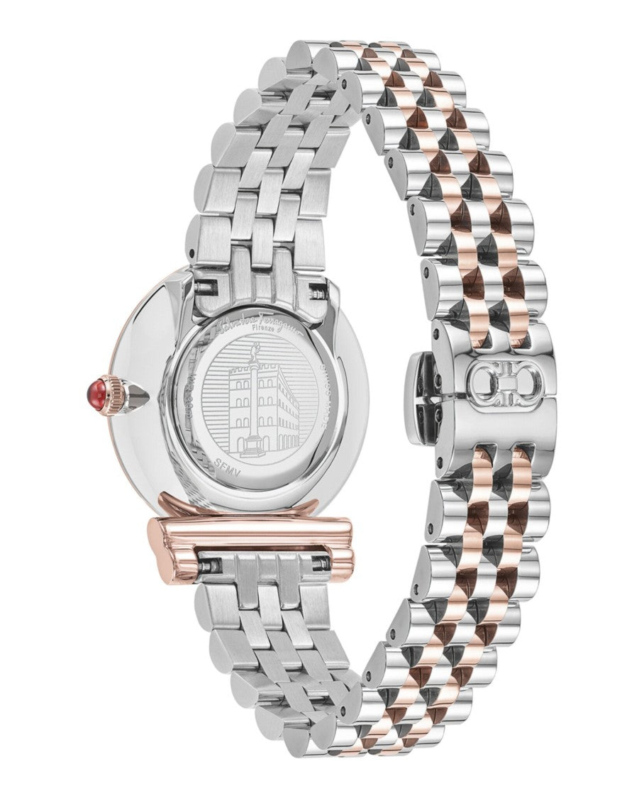 Ferragamo Gancini Diamond Watch With Two-Tone Case