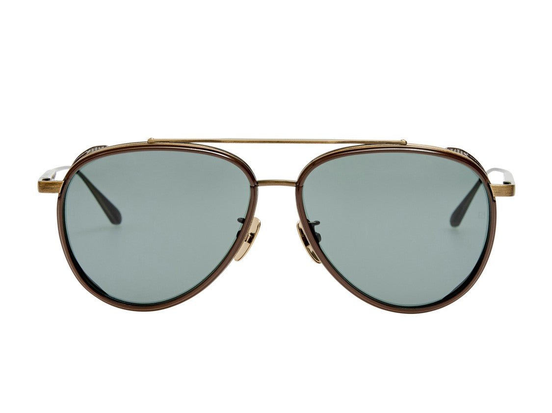 Linda Farrow Lfl1628 Double Bridge Titanium Aviator Sunglasses