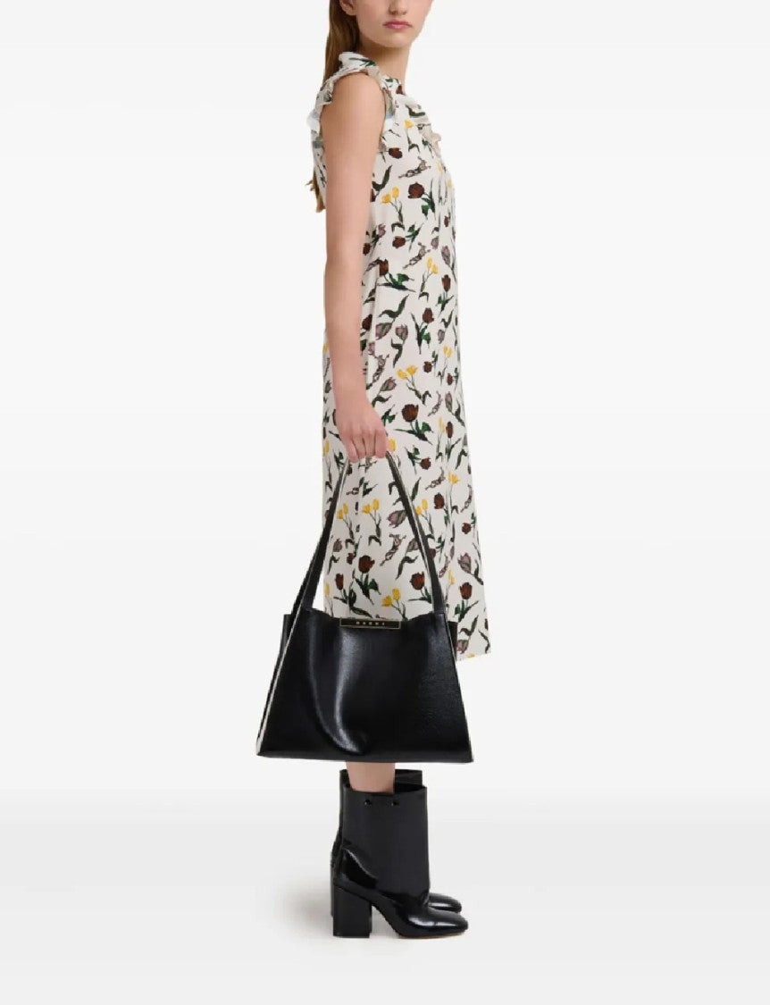 Marni Trapezoidal Black Calf Leather Handbag