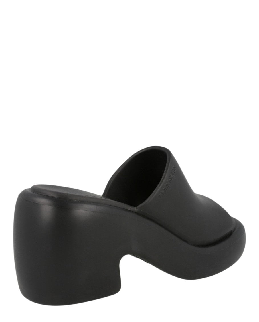 Ferragamo Slide-On Black Rubber Sandals