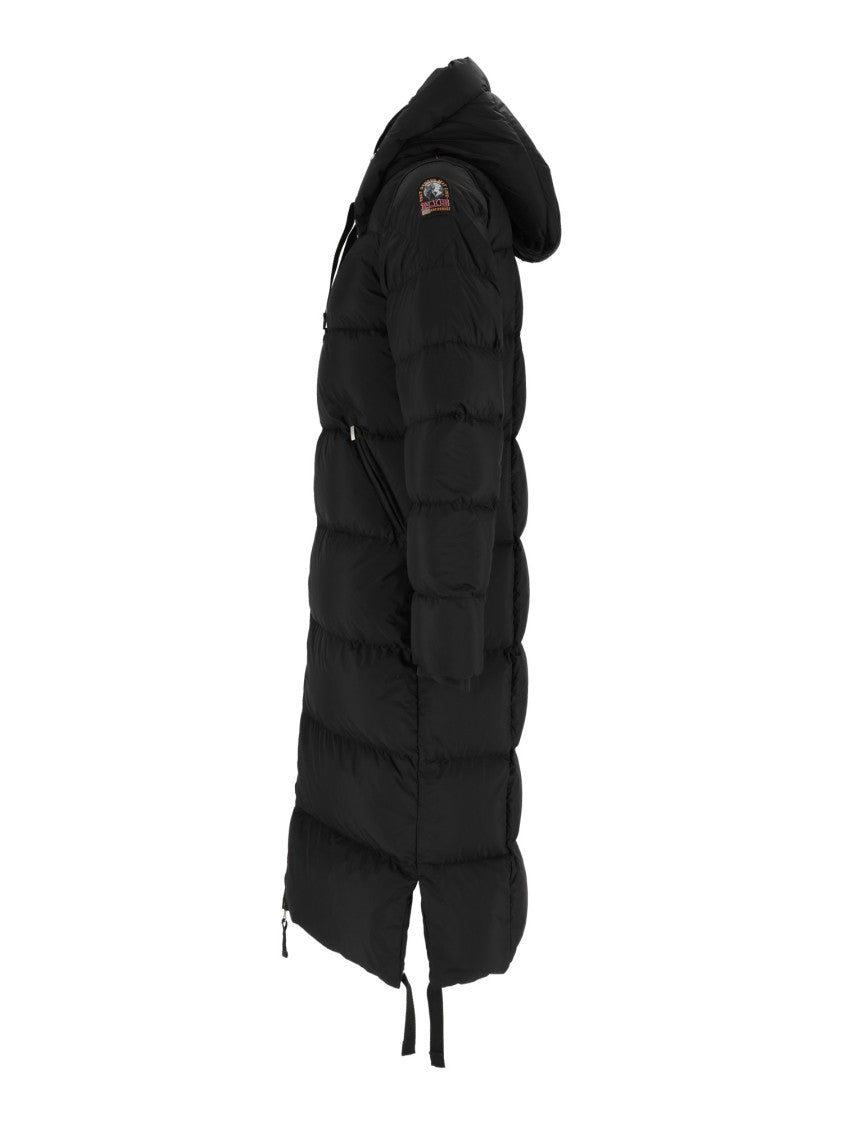 Parajumpers Long Hooded Down Coat With Quilted Design And Adjustable Features