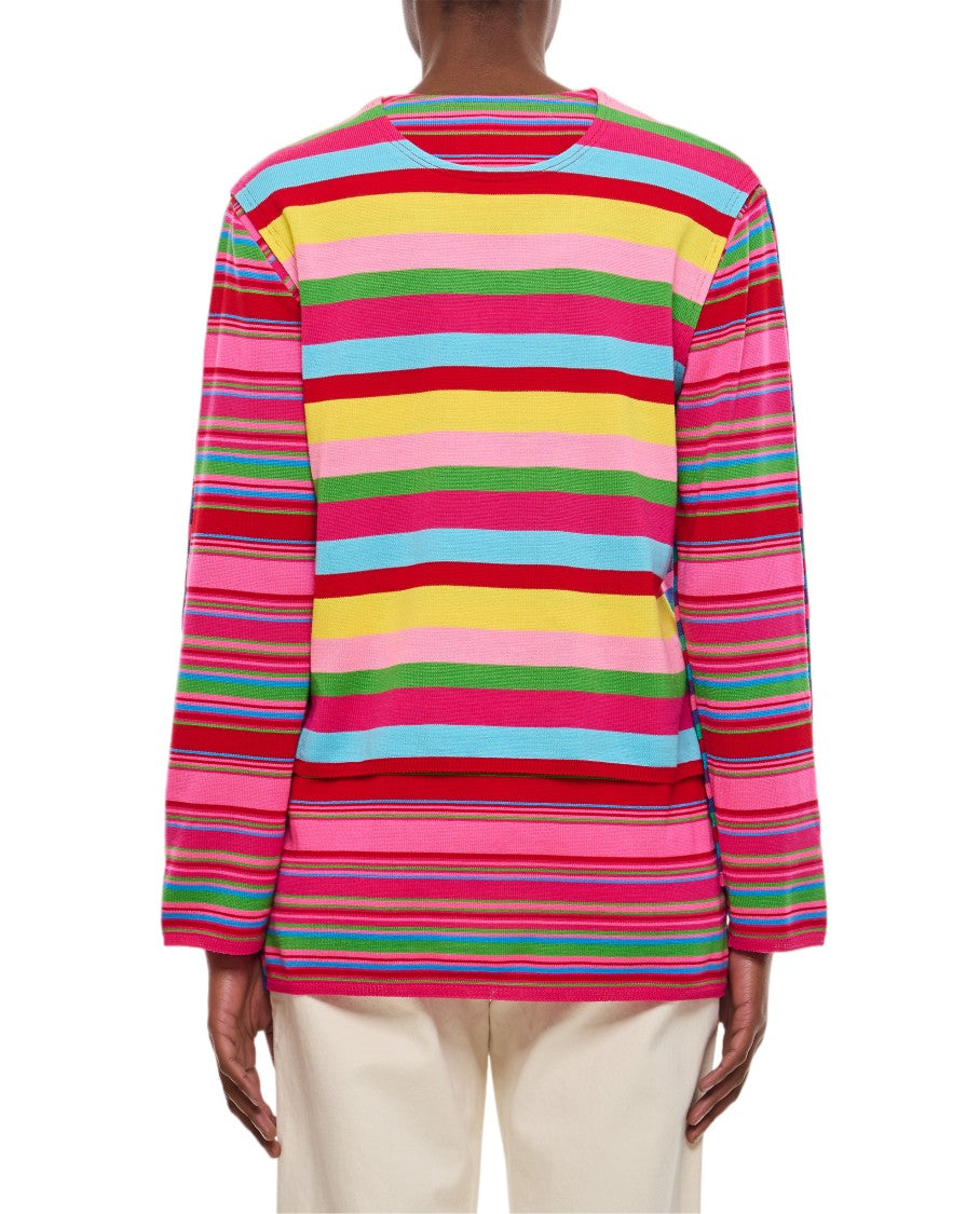 Comme Des Garçons Multicolor Striped Sweater With Double Layer Effect
