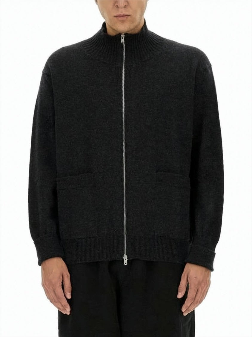 Margaret Howell Full-Zip Merino Wool Sweater With Ribbed Collar And Pockets