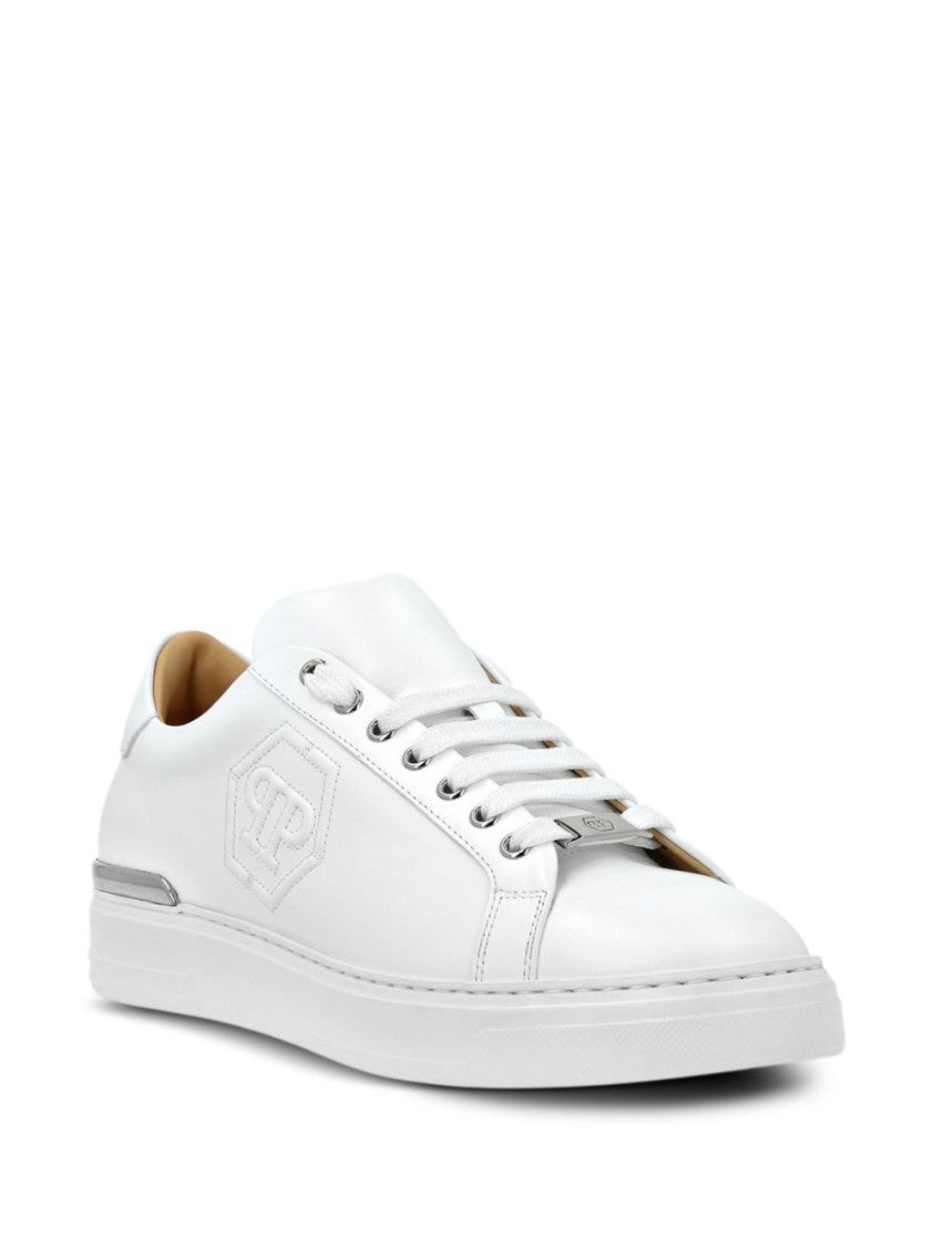 Philipp Plein White Embossed Sneakers