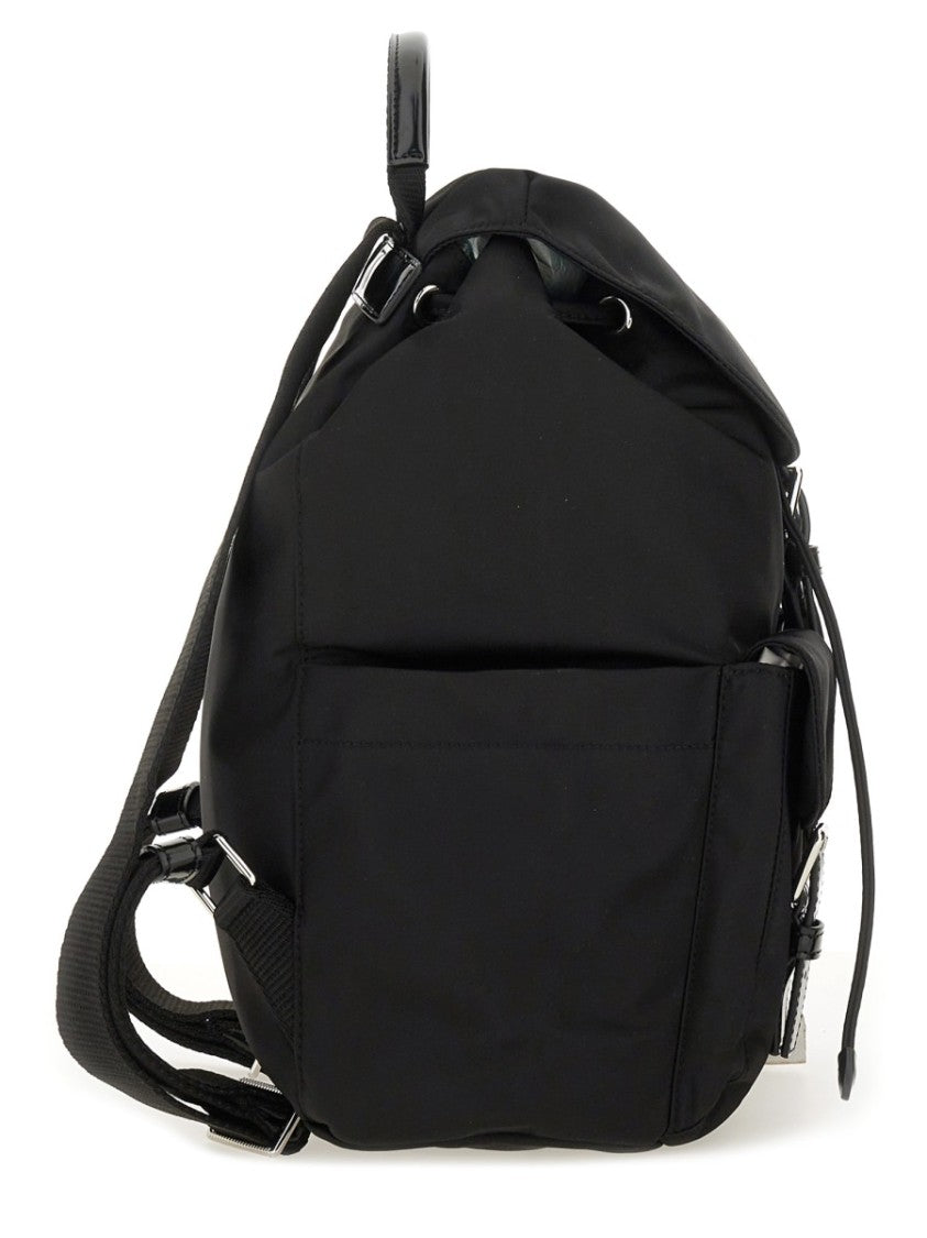 Tory Burch Structured Black Backpack With Buckle Closure And Silver Hardware