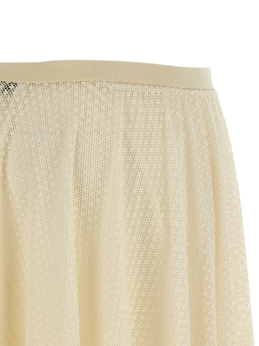 Fabiana Filippi Embroidered Crocheted Lace Midi Skirt With Asymmetric Hem
